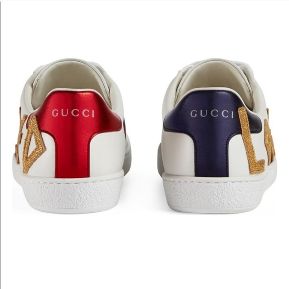 GUCCI ACE LOVED White Leather Sneakers with Red and Gold Accents SIZE 40 - Picture 12 of 14